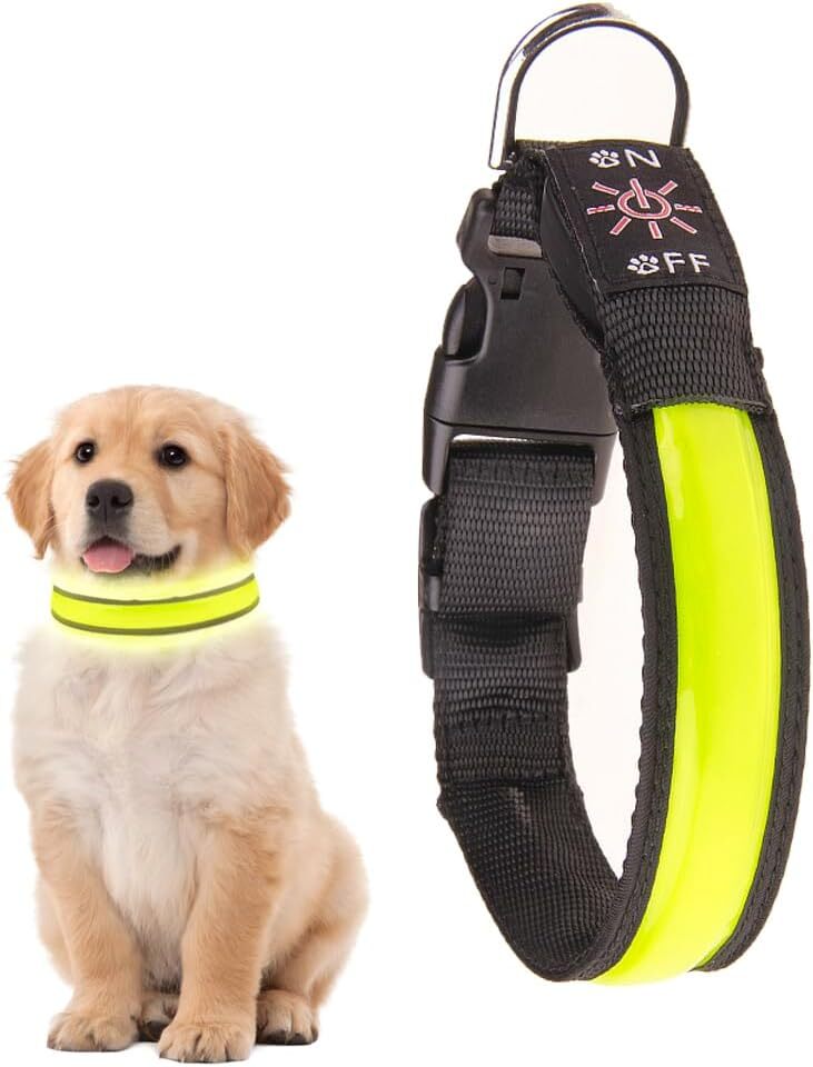 LED Dog Collar with USB Rechargeable Flashing Light